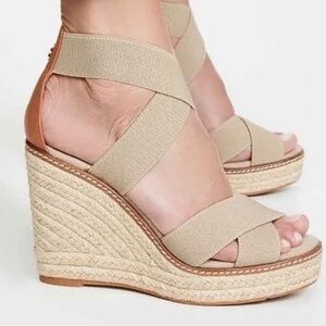 Like New Tory Burch Women's Frieda Platform Wedge Espadrille Sandals Size 7.5